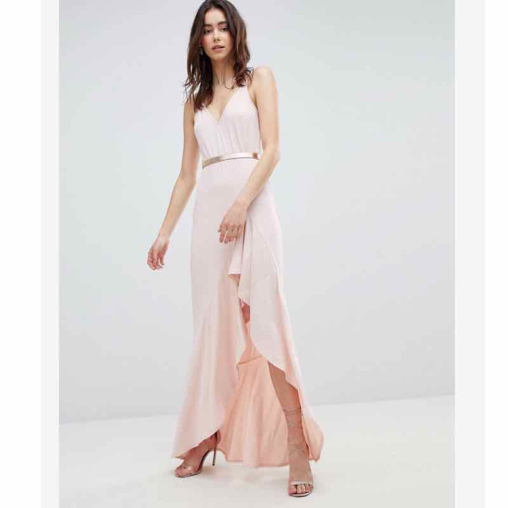 Blush/Nude Maxi Dress with ruffles